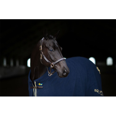 Licol et longe en cuir Equestrian Stockholm chain Nation suédoise Bleu marine