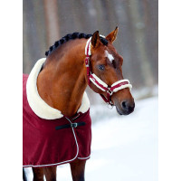 Licol et longe Equestrian Stockholm avec fourrure Bordeaux