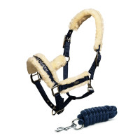 Licol et longe Equestrian Stockholm avec fourrure Bordeaux