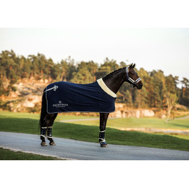 Licol et longe Equestrian Stockholm avec fourrure Marine Bleu marine