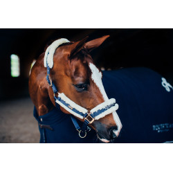 Licol et longe Equestrian Stockholm avec fourrure Marine Bleu marine