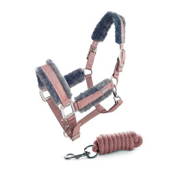 Licol et longe Equestrian Stockholm avec fourrure Rose