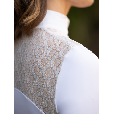 Polo de concours Equestrian Stockholm Cristal Champion femme manches longues Blanc perfection Polo de concours Equestrian Stockholm Cristal Champion femme manches longues Blanc perfection