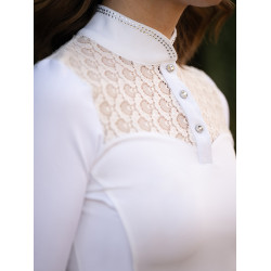 Polo de concours Equestrian Stockholm Cristal Champion femme manches longues Blanc perfection Polo de concours Equestrian Stockholm Cristal Champion femme manches longues Blanc perfection