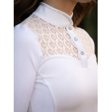 Polo de concours Equestrian Stockholm Cristal Champion femme manches longues Blanc perfection Polo de concours Equestrian Stockholm Cristal Champion femme manches longues Blanc perfection