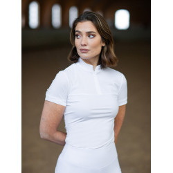 Polo de concours Equestrian Stockholm Divine Motion femme manches courtes USA Blanc
