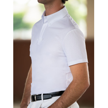 Polo de concours Equestrian Stockholm Divine Motion homme manches courtes Blanc