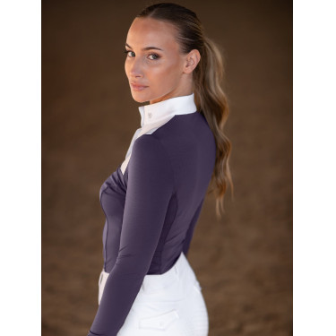 Polo de concours Equestrian Stockholm Fine Line femme Violet sombre Polo de concours Equestrian Stockholm Fine Line femme Violet sombre