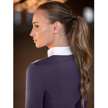 Polo de concours Equestrian Stockholm Fine Line femme Violet sombre Polo de concours Equestrian Stockholm Fine Line femme Violet sombre