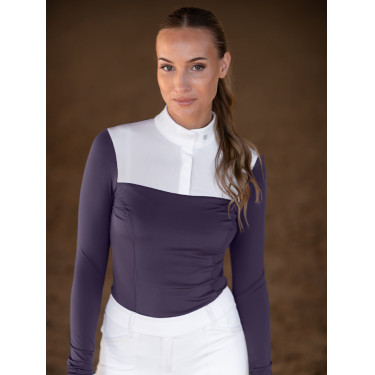 Polo de concours Equestrian Stockholm Fine Line femme Violet sombre Polo de concours Equestrian Stockholm Fine Line femme Violet sombre