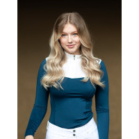 Wedstrijdpolo Equestrian Stockholm Light Breeze dames met lange mouwen Prarie blauw Wedstrijdpolo Equestrian Stockholm Light Breeze dames met lange mouwen Prarie blauw