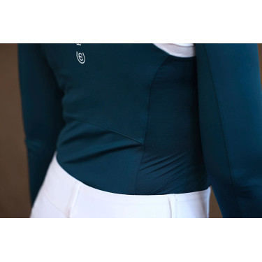 Polo de concours Equestrian Stockholm Light Breeze femme manches longues Prairie bleu