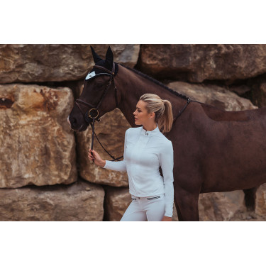 Polo de concours Equestrian Stockholm Light Breeze femme manches longues UV Blanc perfection Polo de concours Equestrian Stockholm Light Breeze femme manches longues UV Blanc perfection