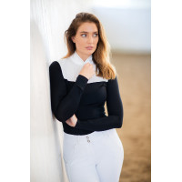 Wedstrijdpolo Equestrian Stockholm Revenew lange mouwen dames Zwarte editie