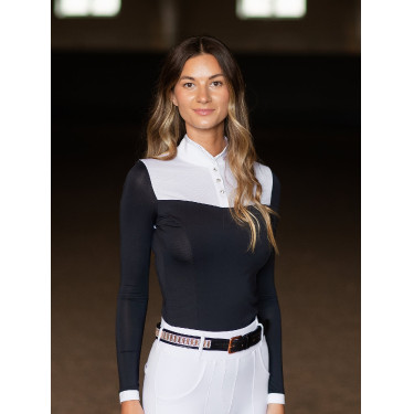 Polo de concours Equestrian Stockholm Revenew manches longues femme Océan sombre