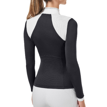 Wedstrijdpolo Equestrian Stockholm Revenew lange mouwen dames Donker oceaan