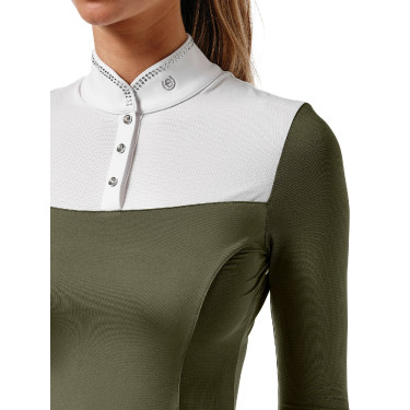 Wedstrijdpolo Equestrian Stockholm Revenew lange mouwen dames Opvallende vallei Groen