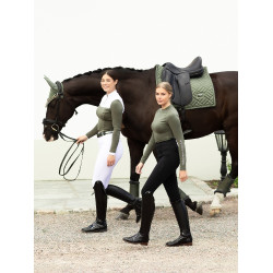 Wedstrijdpolo Equestrian Stockholm Revenew lange mouwen dames Opvallende vallei Groen