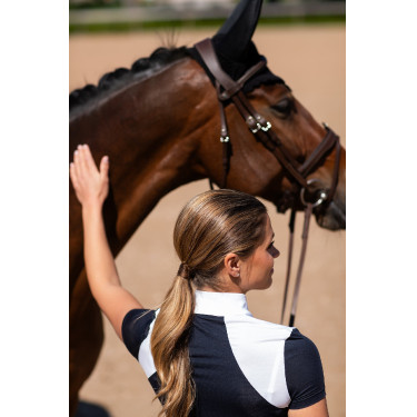 Polo de concours manches courtes Equestrian Stockholm refined femme Marine Bleu marine