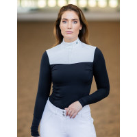 Wedstrijdpolo met lange mouwen Equestrian Stockholm refined dames Marine Marineblauw Wedstrijdpolo met lange mouwen Equestrian Stockholm refined dames Marine Marineblauw