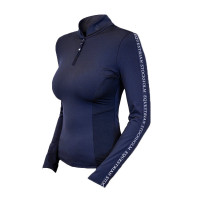 Dames longsleeve polo Equestrian Stockholm Power Marine moderne tech