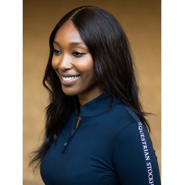 Dames longsleeve polo Equestrian Stockholm Power Marine moderne tech