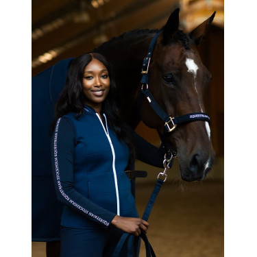 Dames longsleeve polo Equestrian Stockholm Power Marine moderne tech