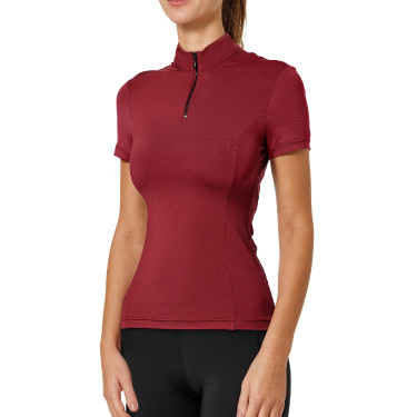 UV-beschermende polo Equestrian Stockholm dames met korte mouwen Bordeaux