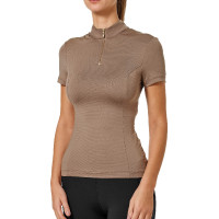 UV-beschermende polo Equestrian Stockholm dames met korte mouwen Champagne Beige