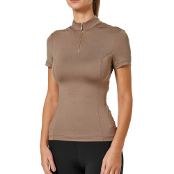 UV-beschermende polo Equestrian Stockholm dames met korte mouwen Champagne Beige