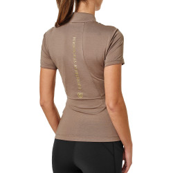 UV-beschermende polo Equestrian Stockholm dames met korte mouwen Champagne Beige