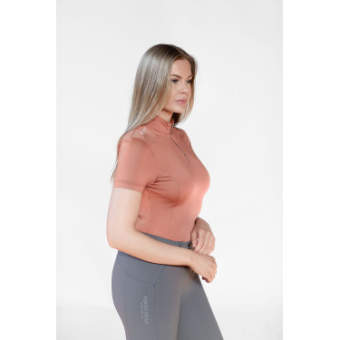 UV-beschermende polo Equestrian Stockholm dames met korte mouwen Koraal Roze