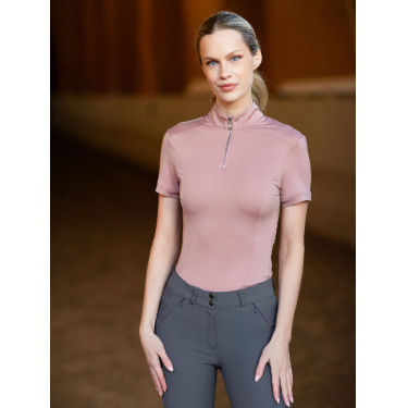 UV-beschermende polo Equestrian Stockholm dames met korte mouwen Roze