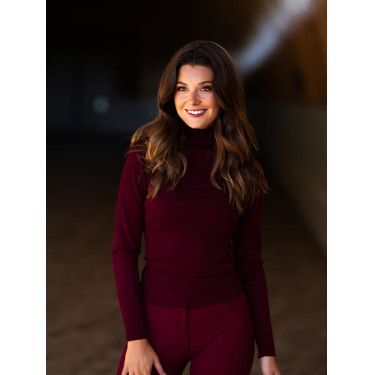 Pull col roulé tricoté Equestrian Stockholm femme Bordeaux
