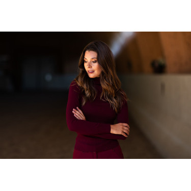 Pull col roulé tricoté Equestrian Stockholm femme Bordeaux