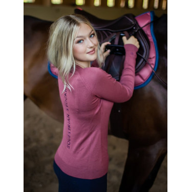 Pull tricoté col rond Equestrian Stockholm femme Rose intemporelle