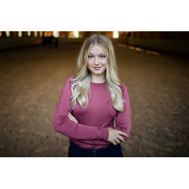 Gebreide trui met ronde hals Equestrian Stockholm dames Tijdloze roos