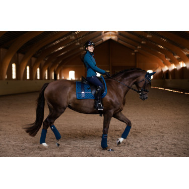 Dressuurzadeldek Equestrian Stockholm met bandages Monaco blauw Dressuurzadeldek Equestrian Stockholm met bandages Monaco blauw