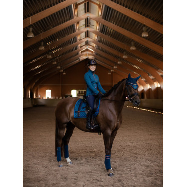 Dressuurzadeldek Equestrian Stockholm met bandages Monaco blauw Dressuurzadeldek Equestrian Stockholm met bandages Monaco blauw