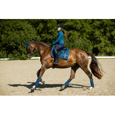 Dressuurzadeldek Equestrian Stockholm met bandages Monaco blauw Dressuurzadeldek Equestrian Stockholm met bandages Monaco blauw
