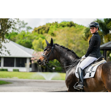 Dressuurzadeldek Equestrian Stockholm met bandages Wit