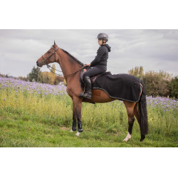 Fleece achterzadeldeken Diagonal Paddock Sports Zwart