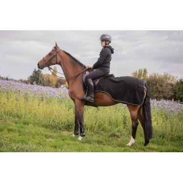 Fleece achterzadeldeken Diagonal Paddock Sports Zwart