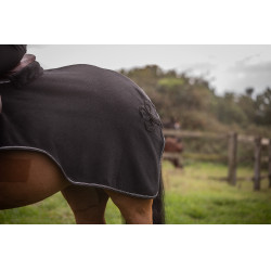 Fleece achterzadeldeken Diagonal Paddock Sports Zwart
