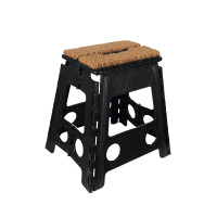 Tabouret pliant avec paillasson HKM Noir
