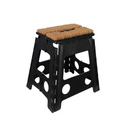 Tabouret pliant avec paillasson HKM Noir Tabouret pliant avec paillasson HKM Noir