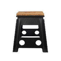 Tabouret pliant avec paillasson HKM Noir