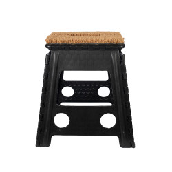 Tabouret pliant avec paillasson HKM Noir Tabouret pliant avec paillasson HKM Noir