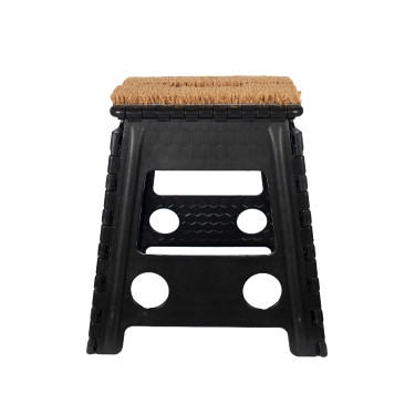 Tabouret pliant avec paillasson HKM Noir Tabouret pliant avec paillasson HKM Noir