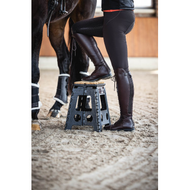 Tabouret pliant avec paillasson HKM Noir Tabouret pliant avec paillasson HKM Noir